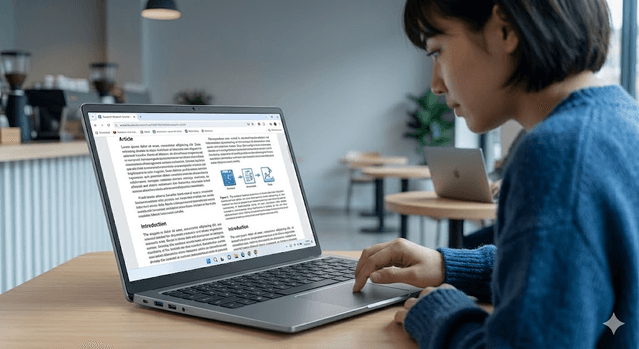 Close-up of a sharp 1080p laptop display with legible UI and comfortable viewing angle